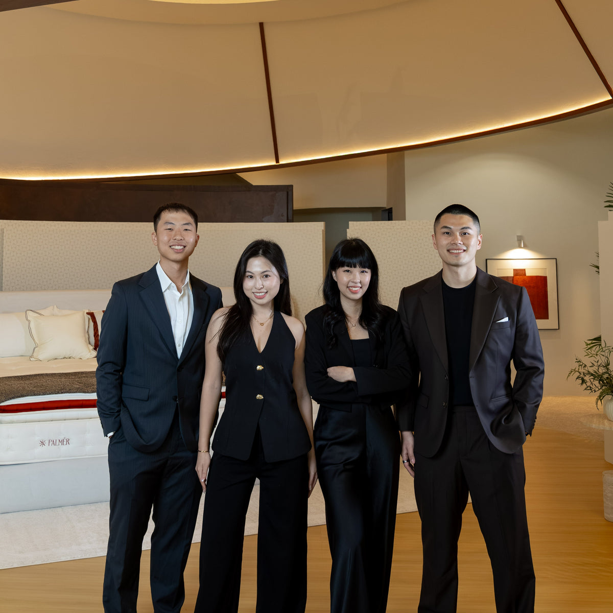 The Mattress Makers team at the showroom materials display